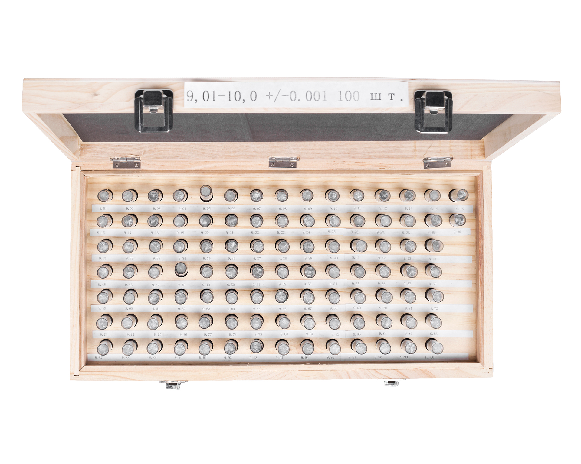 Набор гл. калибров 9,01-10,00 +/-0,001 шаг 0,01 100шт Микрон